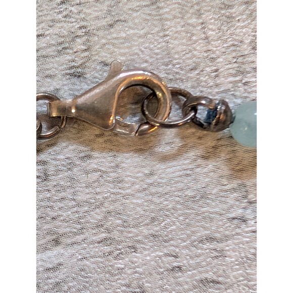 Handmade Blue Beaded Necklace With Crystal Drop Pendant & Lobster Clasp Closure - Picture 5 of 6